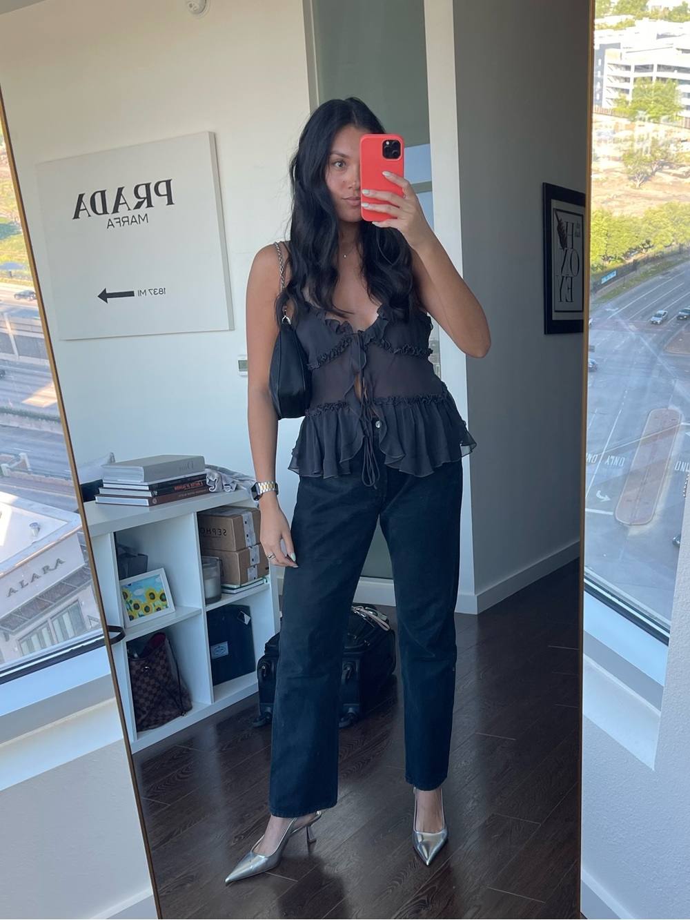 Zara dark charcoal Ruffle Camisole